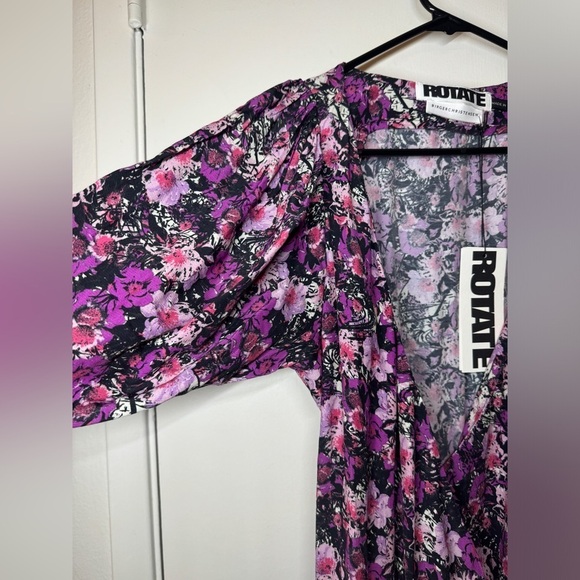 NWT Rotate Birger Christensen Nancy Purple Black Cherry Flower Floral Dress 10 - Picture 6 of 16